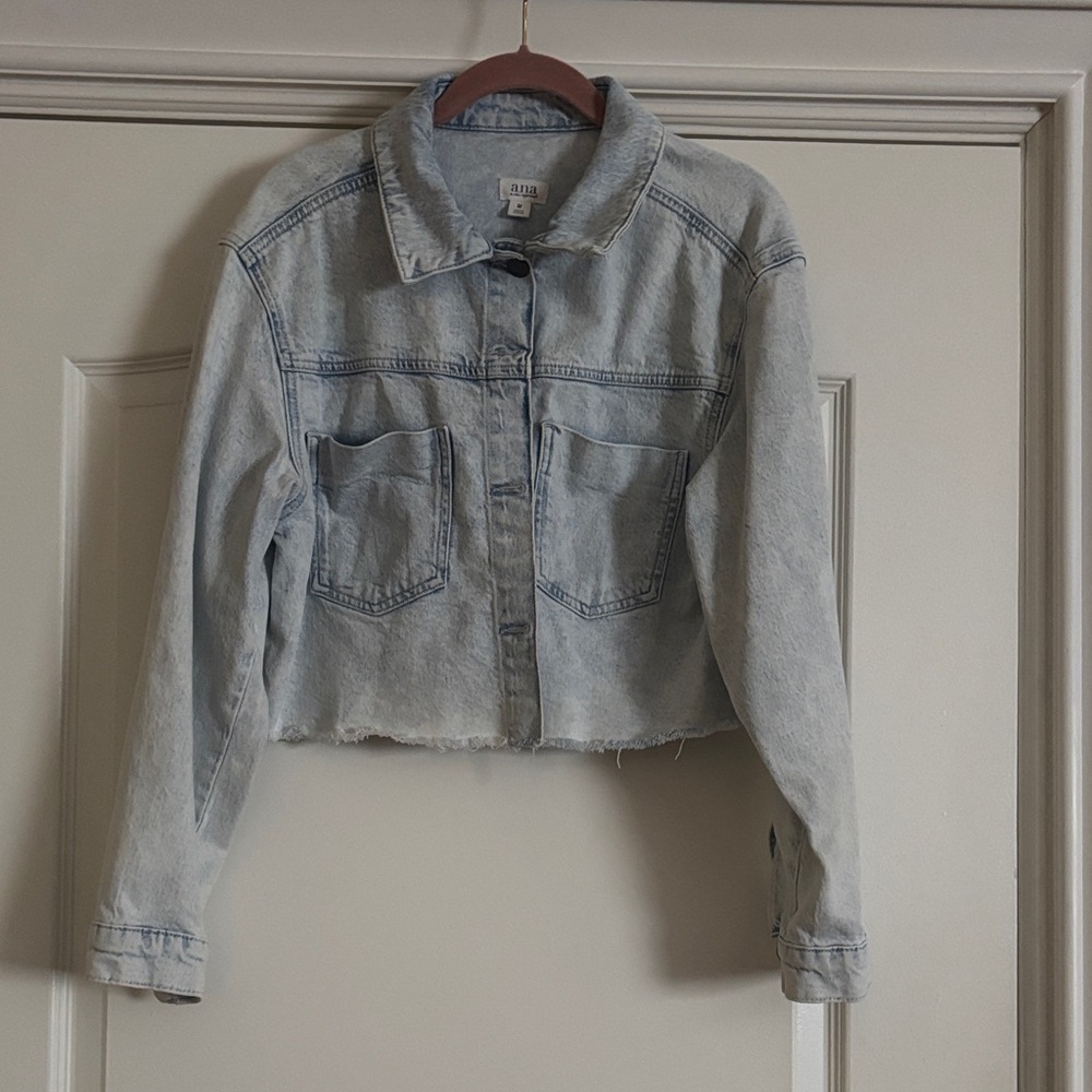 a.n.a Light Blue Cropped Denim Jacket